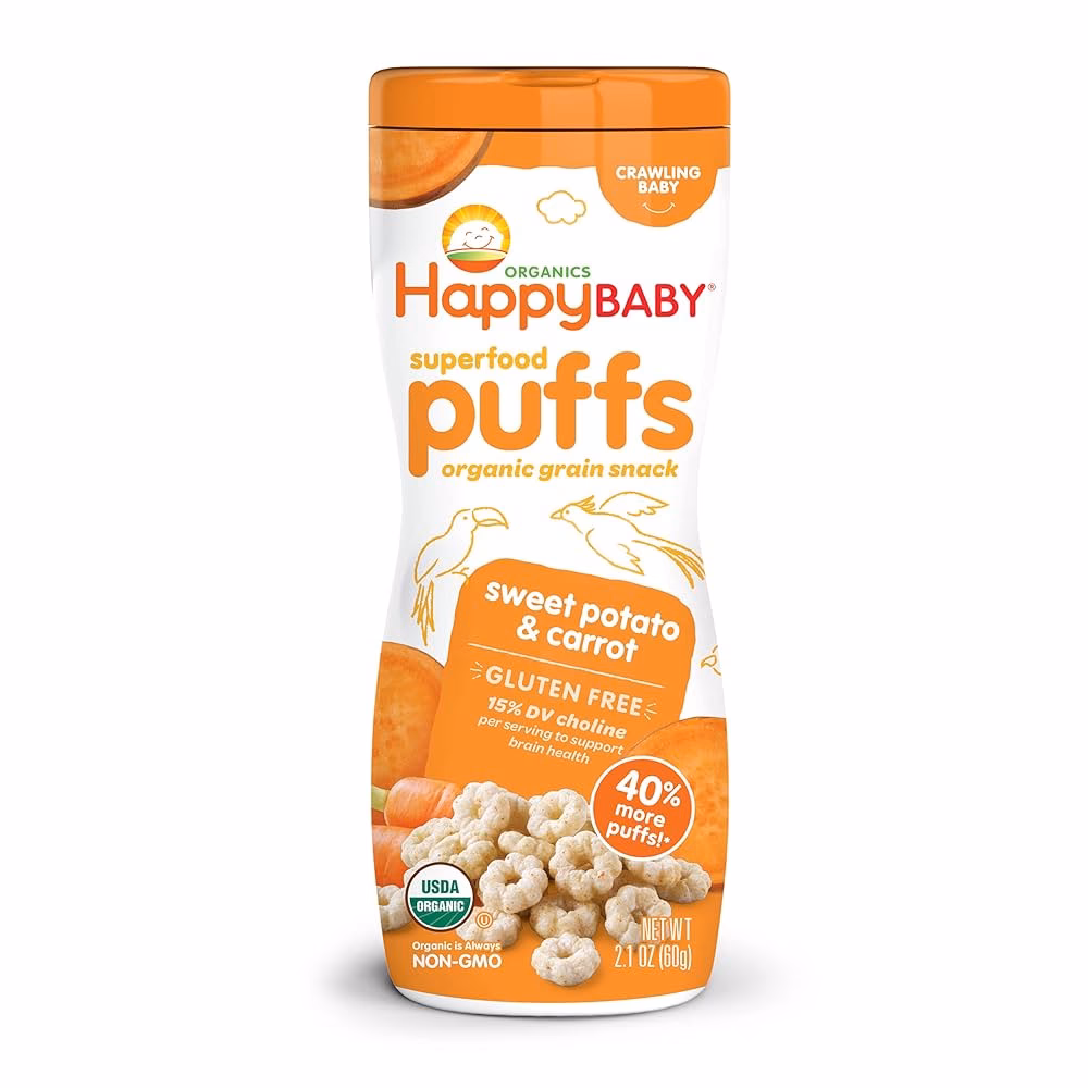 What are the ingredients in Happy Baby puffs?