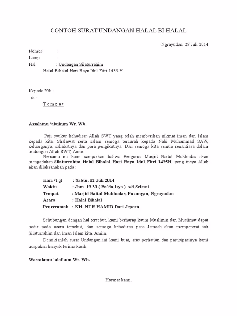 Apa itu undangan halal bihalal?